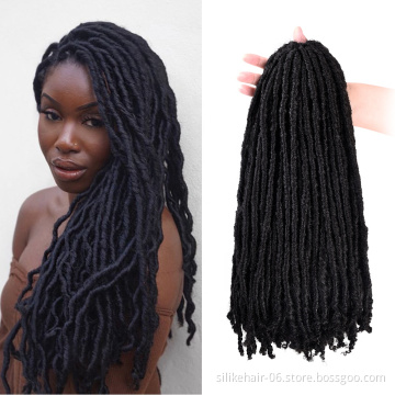 18"Dreadlocks Faux Locs Crochet Hair with Curly Ends Straight Soft Synthetic Braiding Hair Extension faux locs in Synthetic Hair